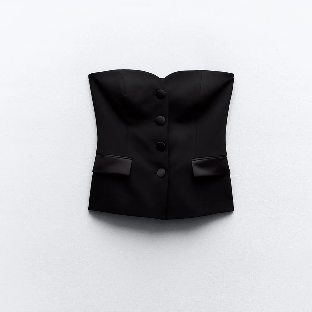 Zara 2 pieces COMBINATION SATIN EFFECT BUSTIER TOP and skirt - Picture 2 of 6